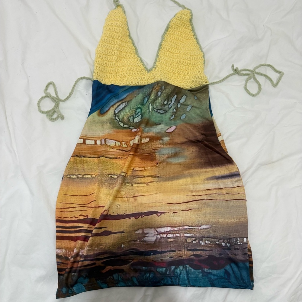 Colorful Knit and Print Dress